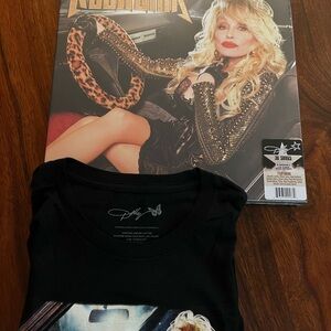 New, Sealed! Dolly Parton Rockstar 4 LP Vinyl (Clear Natural), Black T-Shirt (S)